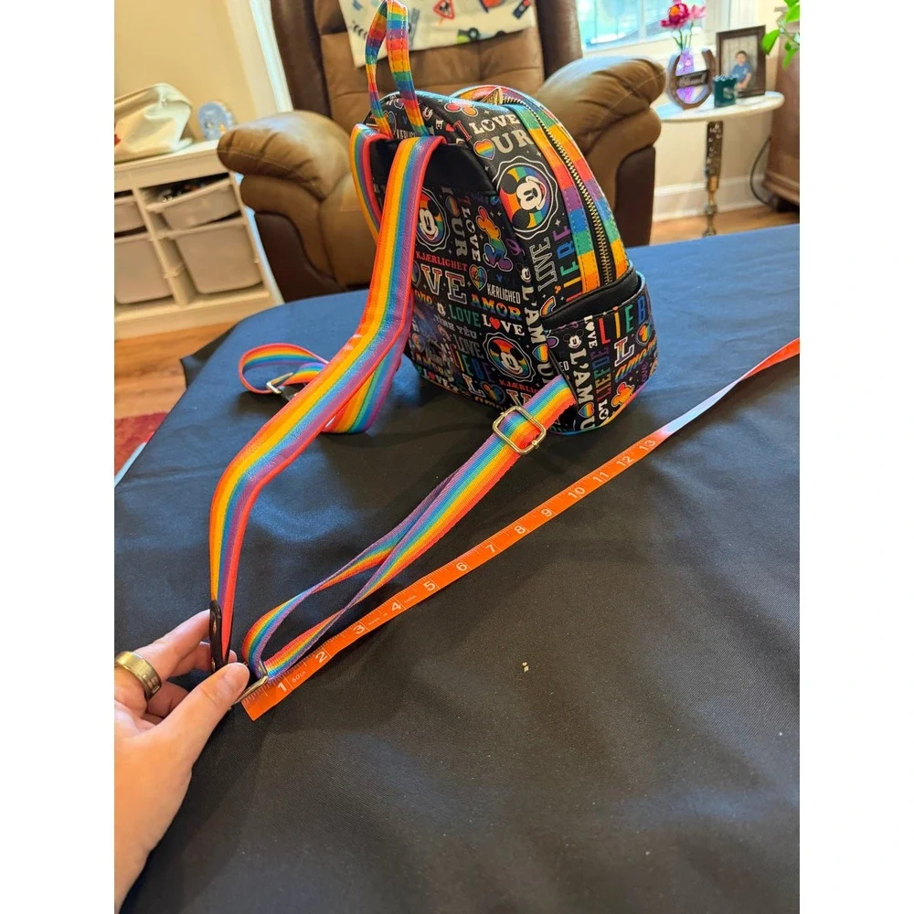 Disney Parks Loungefly Pride Mickey Mouse Love Rainbow Mini Backpack Black Bag